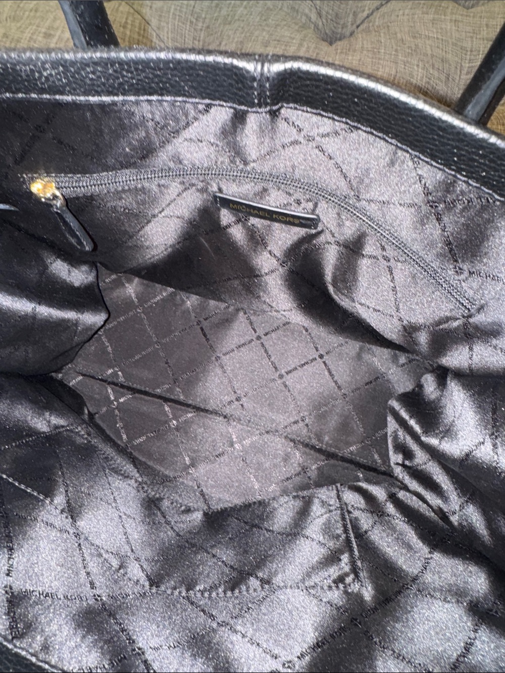 Michael Kors Bag Black Pebbled Leather Logo Structured Tote Satchel Crossbody - Picture 13 of 17